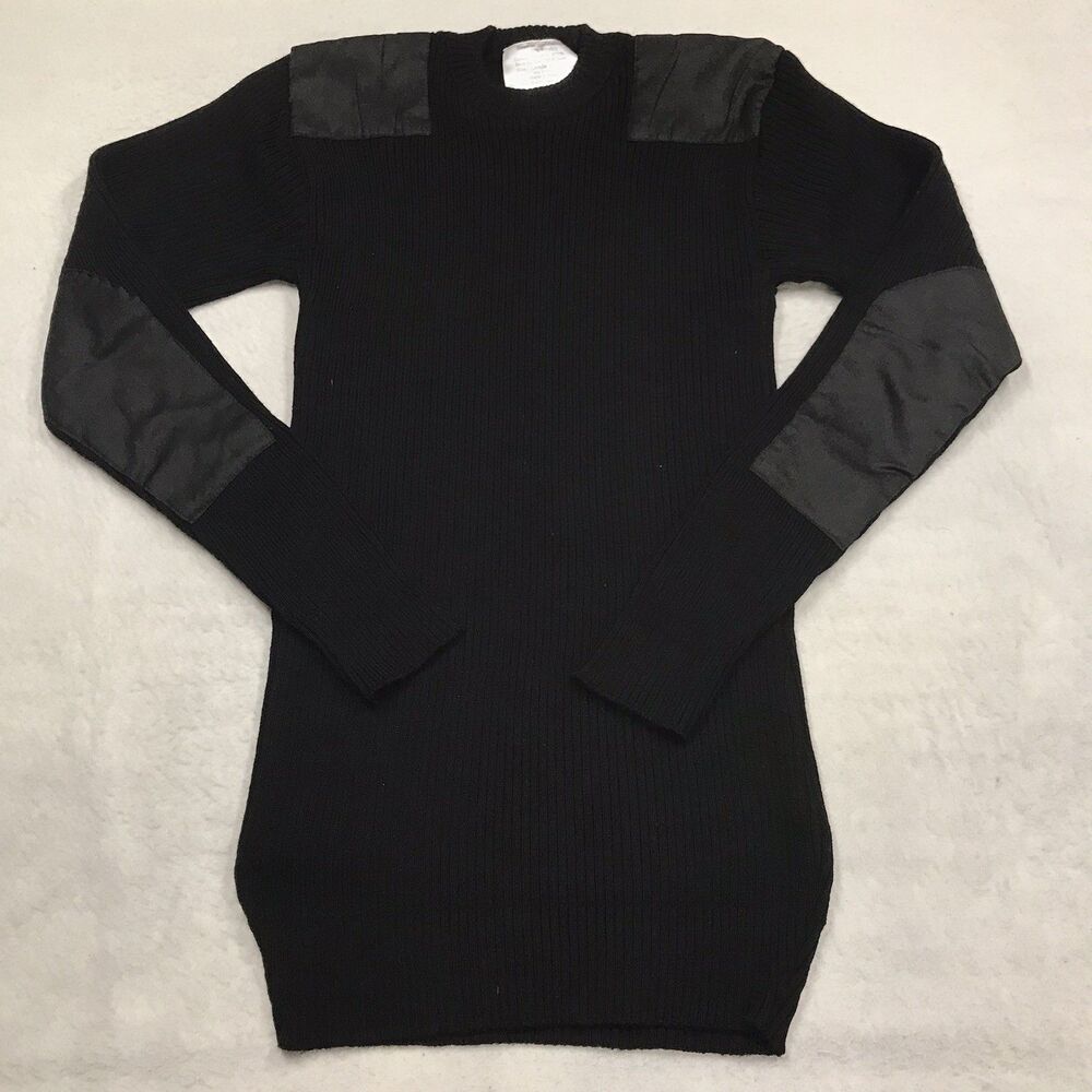 ROTHCO British Commando Sweater Men L Black Acrylic Archer Shoulder Elbow Pad